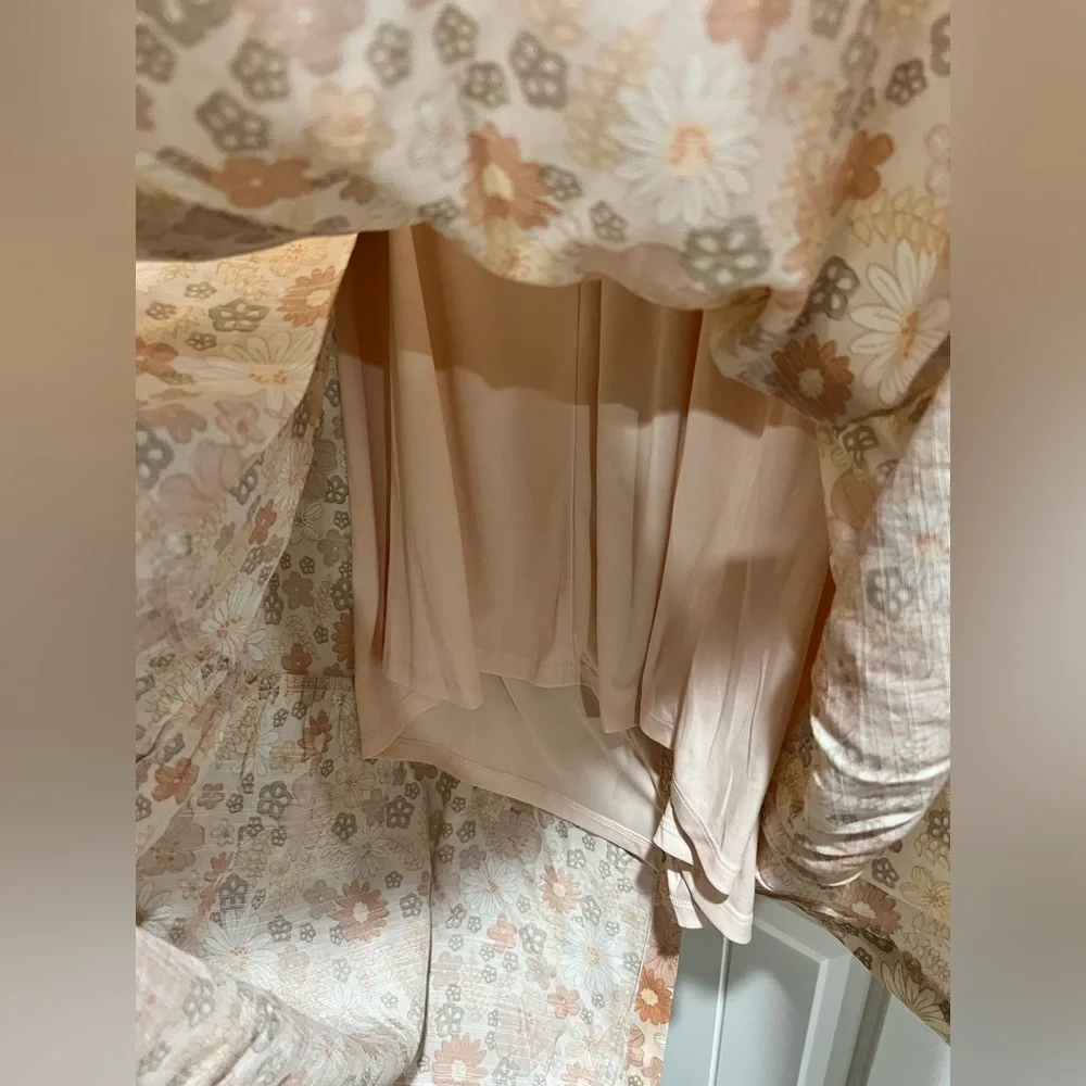 LC Lauren Conrad tan peach flower floral dress petite XL PXL - Picture 7 of 12